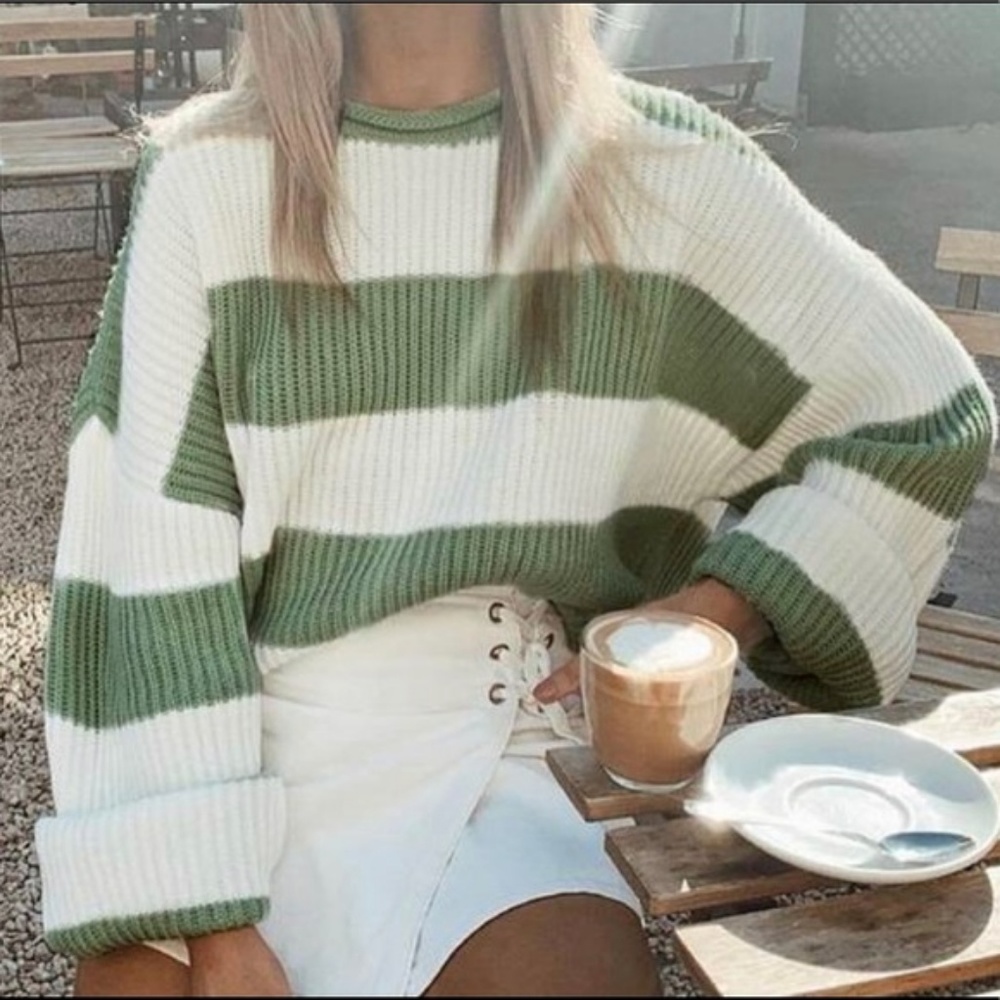 Boutique Super Cozy Stripe Slouchy Sweater - Picture 5 of 7